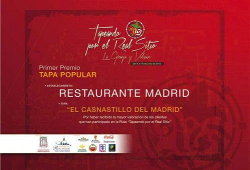 Restaurante Madrid gana el concurso "Tapeando por el Real Sitio"